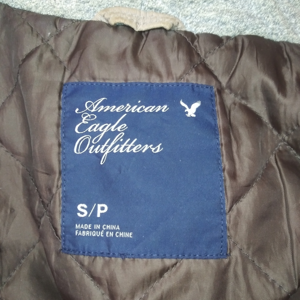 American Eagle 2012 Women's Hooded Khaki Water Resistant Bomber Style Jacket - Picture 13 of 16